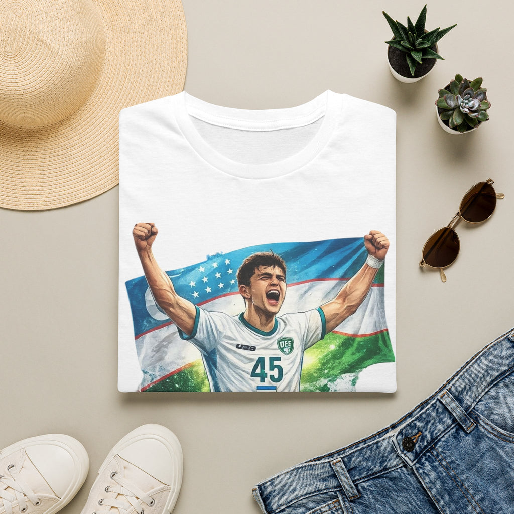 Uzbekistan Soccer Fan T-Shirt — Number 45 Player Cheer Jersey Design