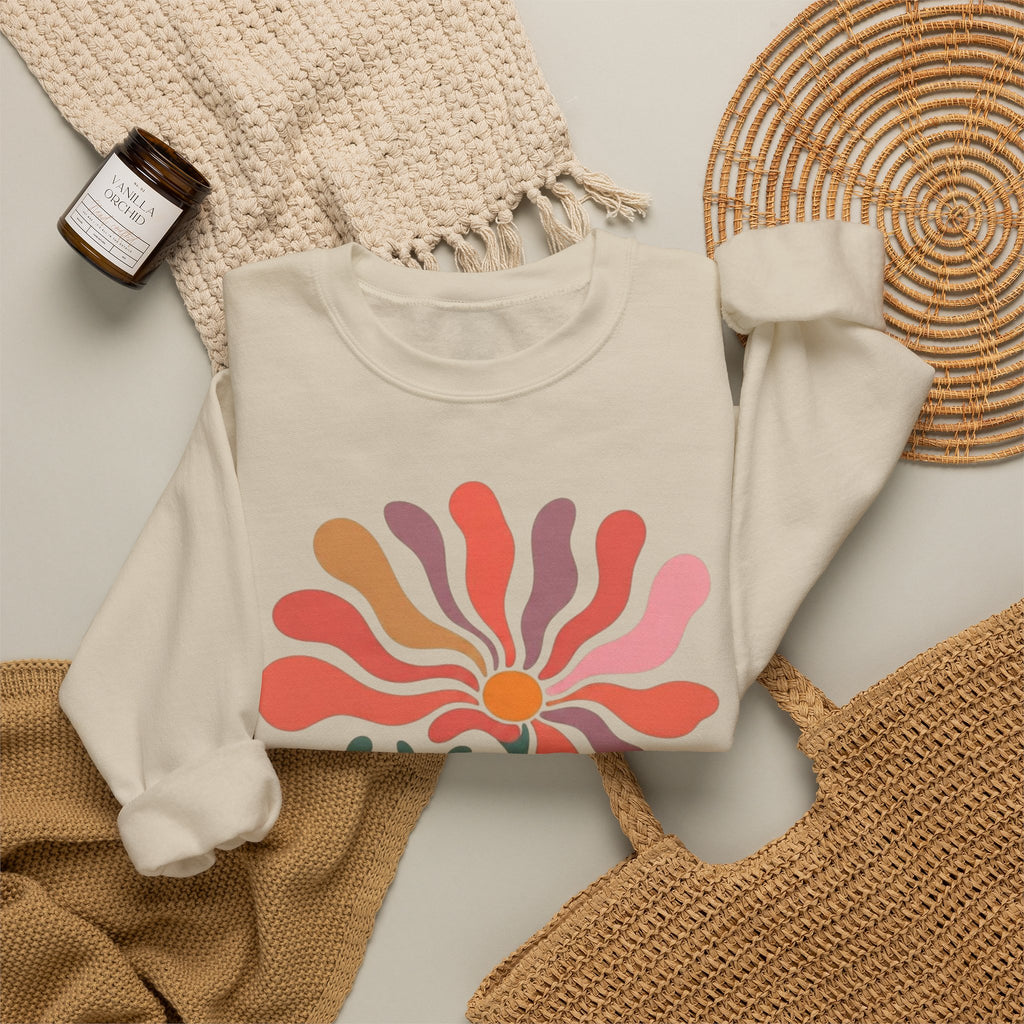Wild Bloom Crewneck Sweatshirt — Retro Floral Graphic