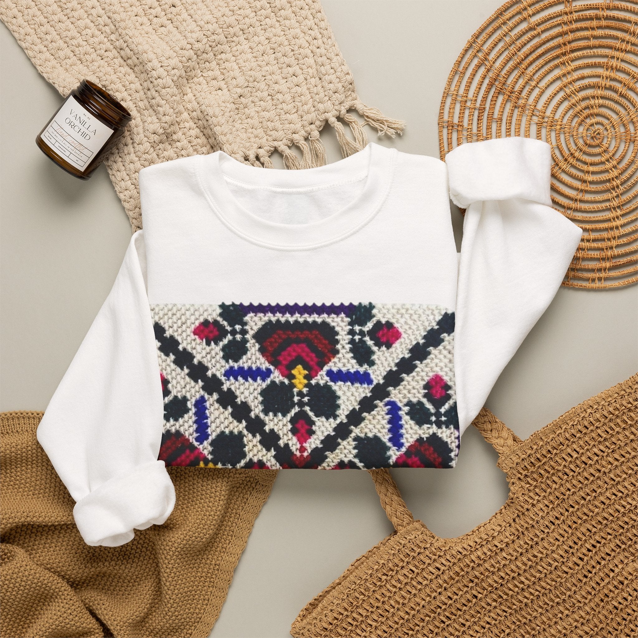 Embroidered Mosaic Crewneck Sweatshirt
