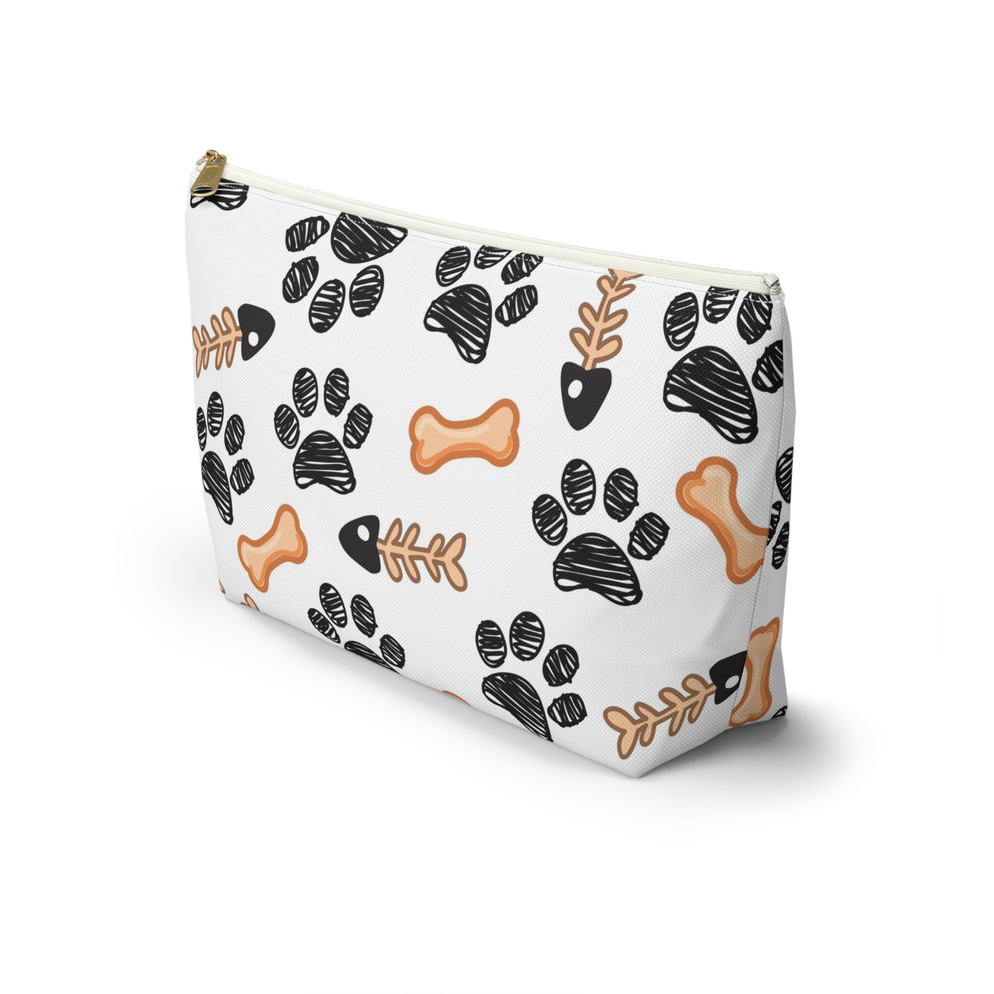 Dog Paw & Bone Accessory Pouch — 'Love You With My Whole Heart' T‑Bottom Zip Bag