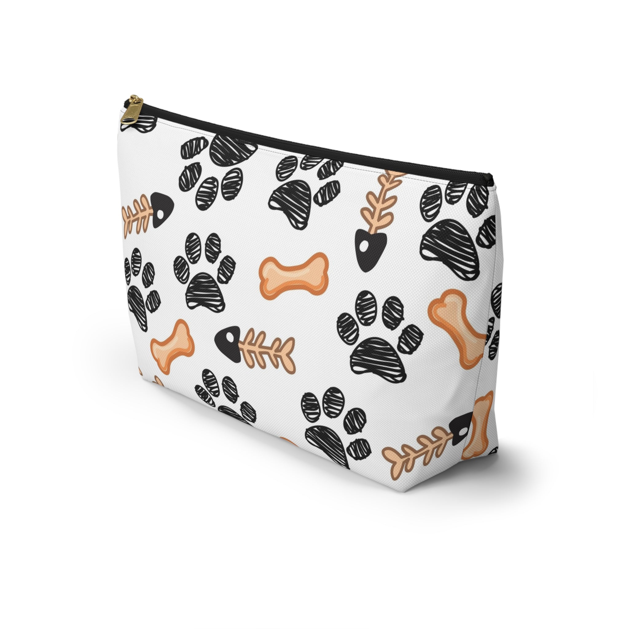 Dog Paw & Bone Accessory Pouch — 'Love You With My Whole Heart' T‑Bottom Zip Bag