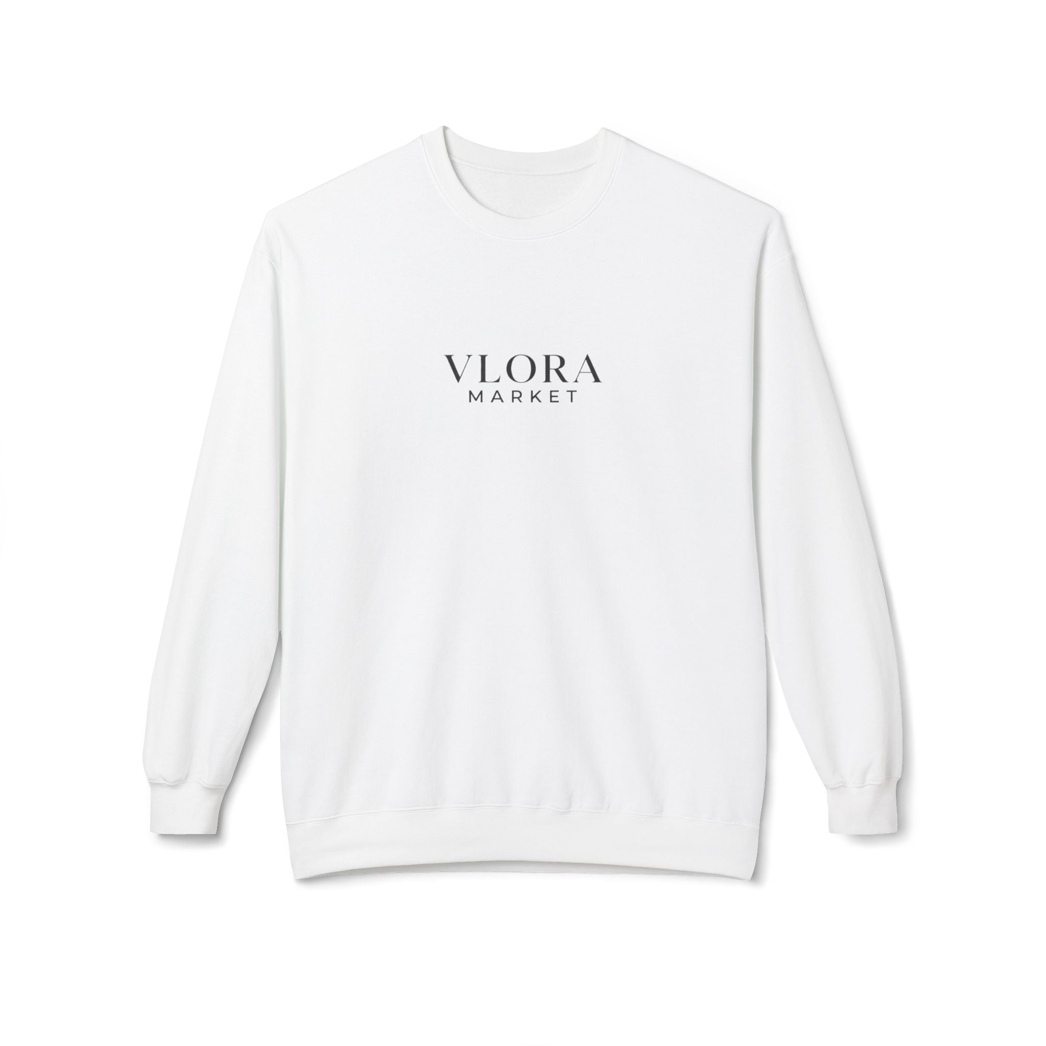Vlora Market Crewneck Sweatshirt — Minimal Logo Fleece Pullover