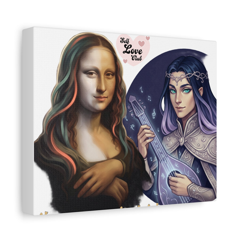 Mona & Mystic Bard Duo Matte Canvas Print — 'Self Love Club' Art Wall Decor