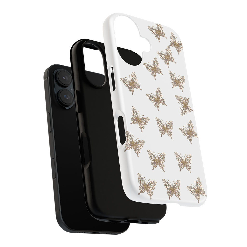 Butterfly Pattern Tough Case — Gold Lace Butterflies Phone Case