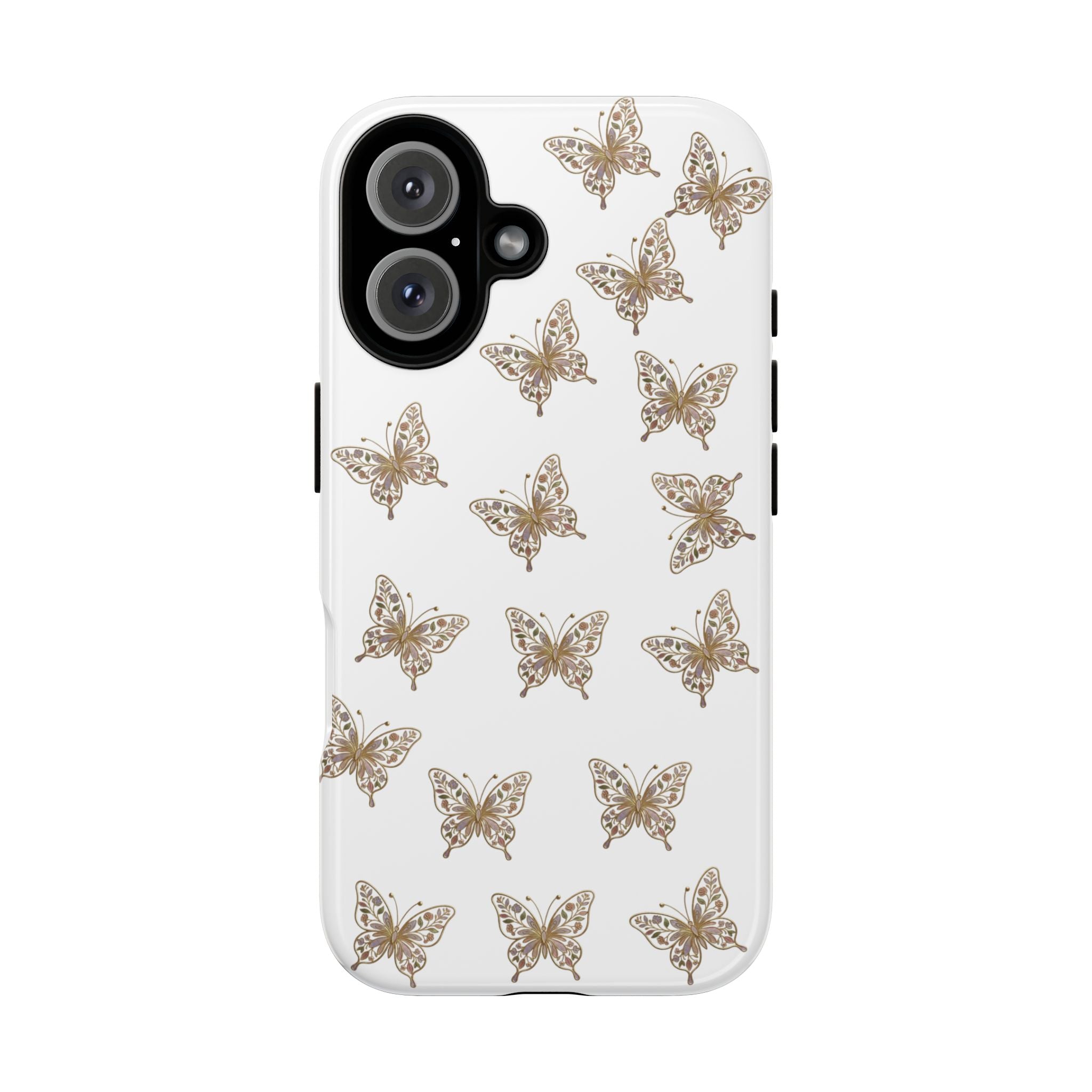 Butterfly Pattern Tough Case — Gold Lace Butterflies Phone Case