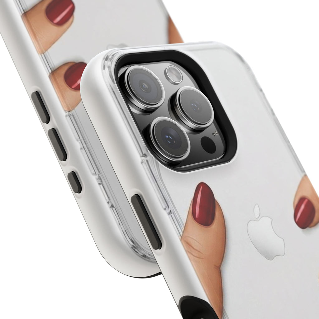 Clear Magnetic Phone Case — Red Stiletto Nail Art Design