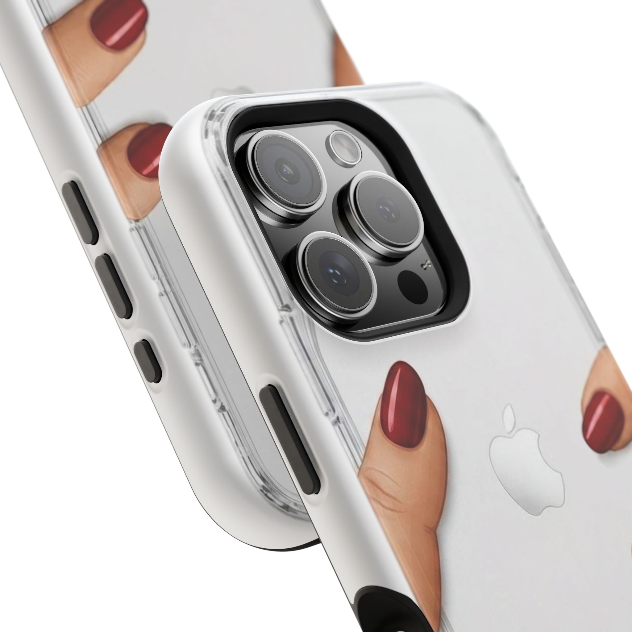 Clear Magnetic Phone Case — Red Stiletto Nail Art Design
