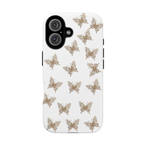 Butterfly Pattern Tough Case — Gold Lace Butterflies Phone Case