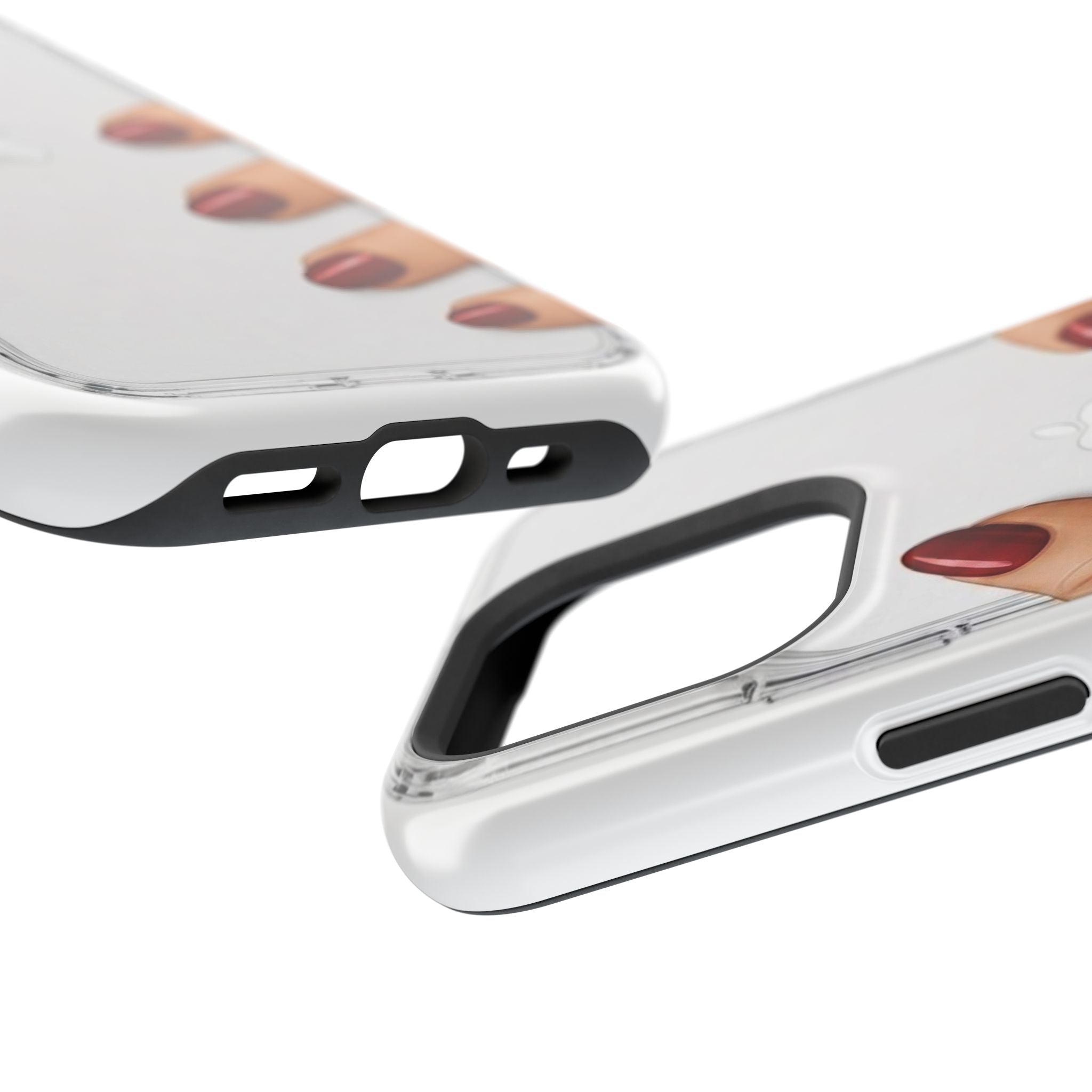 Clear Magnetic Phone Case — Red Stiletto Nail Art Design