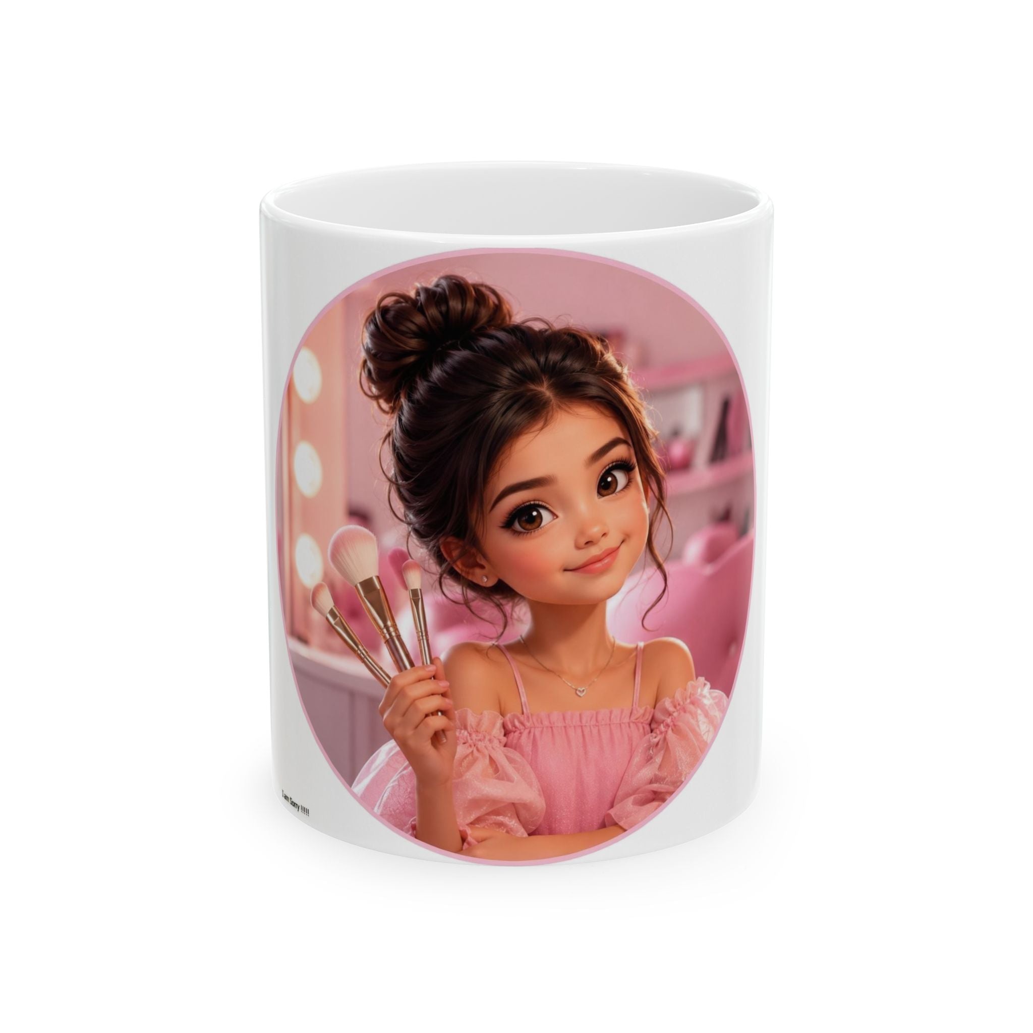 Makeup Girl Ceramic Mug — Cute Pink Vanity Coffee Cup (11oz & 15oz)