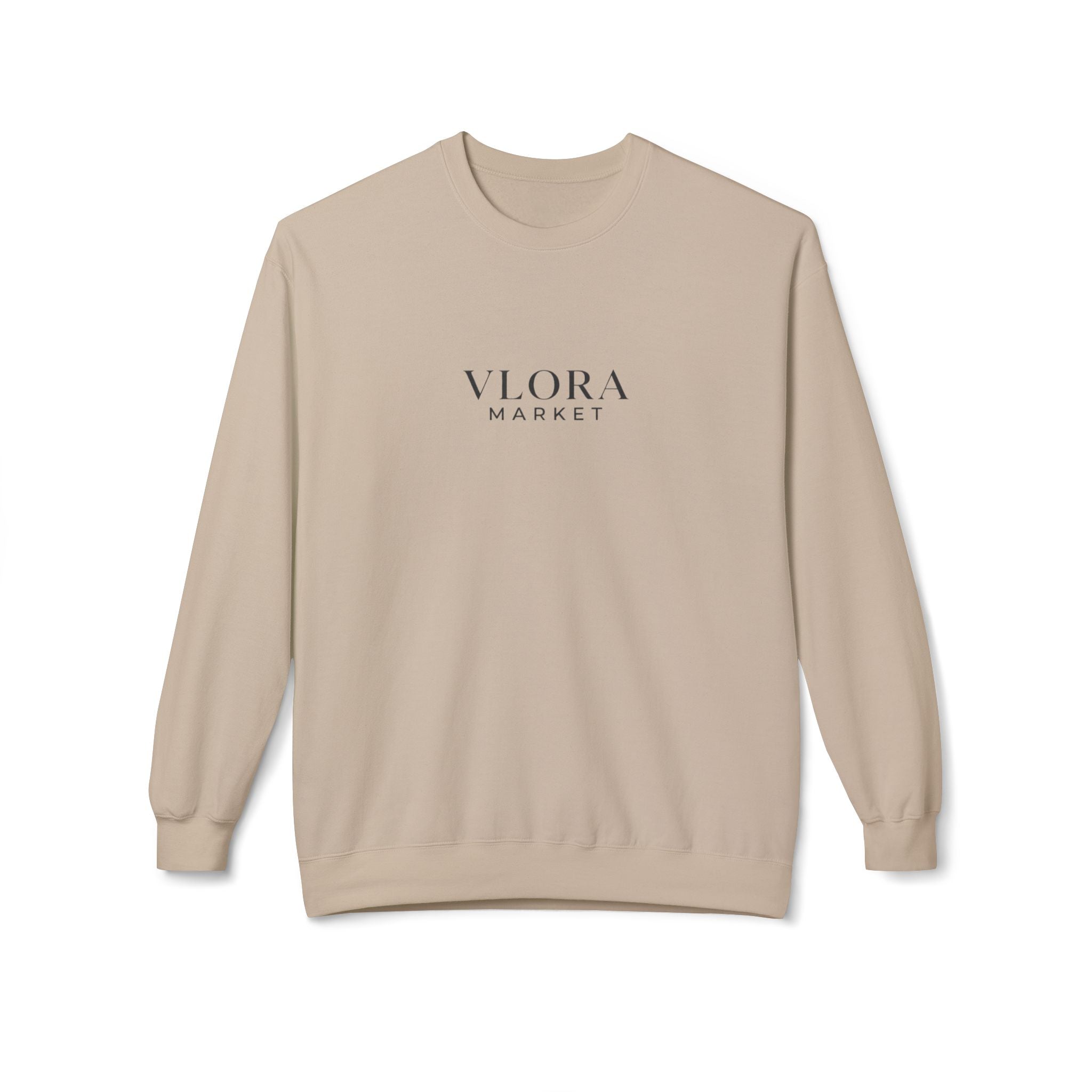 Vlora Market Crewneck Sweatshirt — Minimal Logo Fleece Pullover