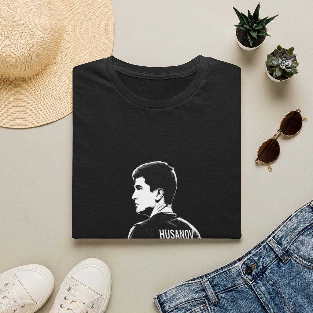 Black Graphic T‑Shirt — Vintage Silhouette “Husanov 45”