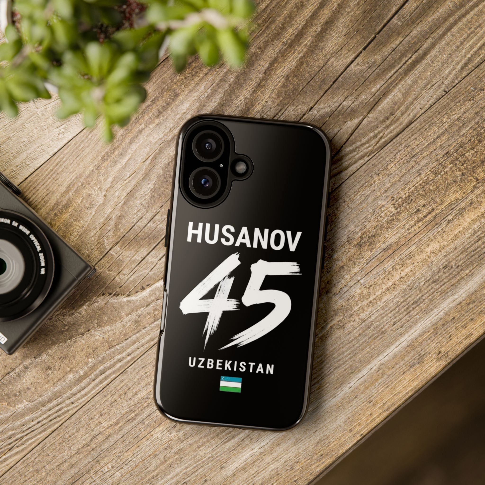Phone Case — Custom 'HUSANOV 45' Uzbekistan Black Protective Case