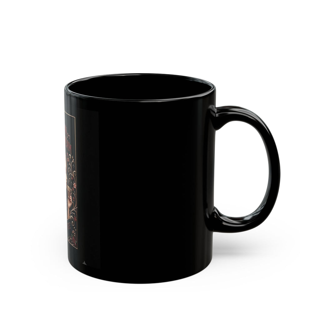 Parisian Coffee Dream Black Mug — Vintage Floral Art Nouveau Coffee & Vogue Design (11oz/15oz)