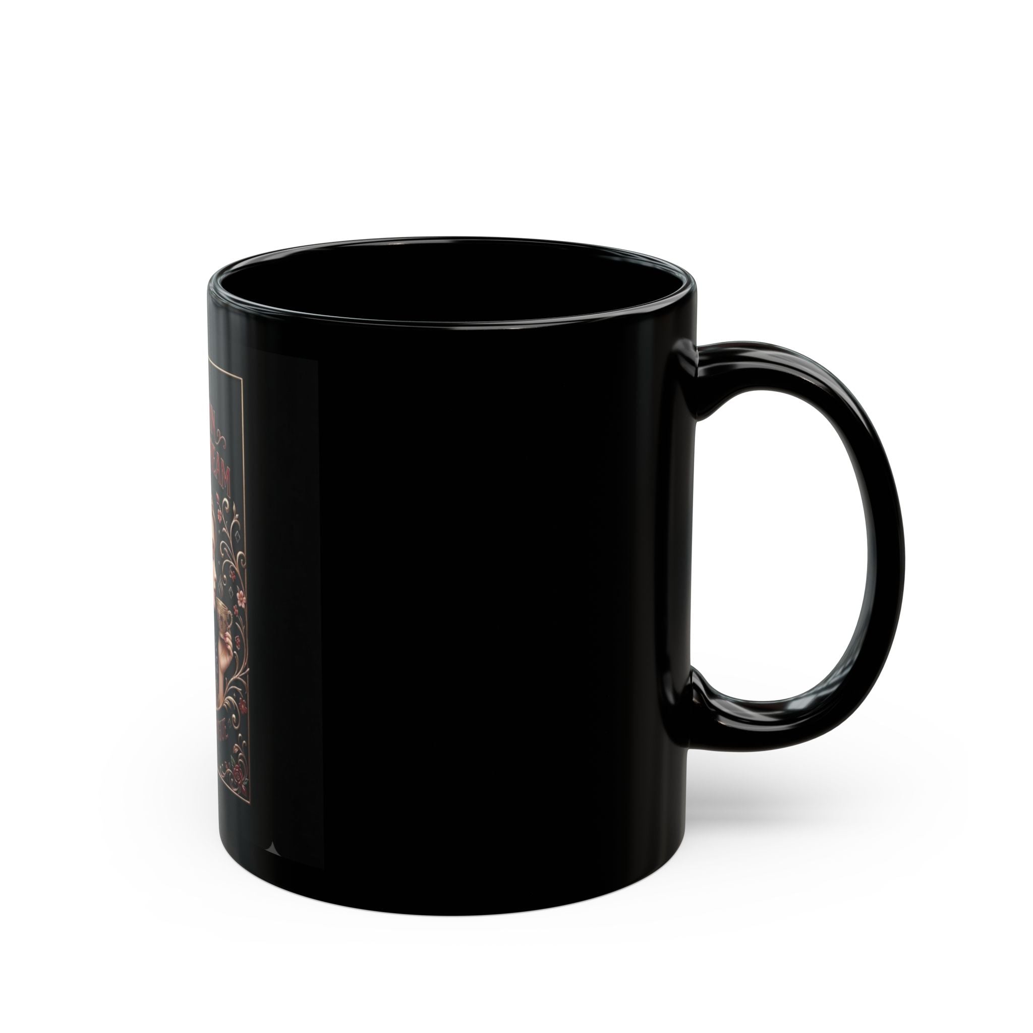 Parisian Coffee Dream Black Mug — Vintage Floral Art Nouveau Coffee & Vogue Design (11oz/15oz)