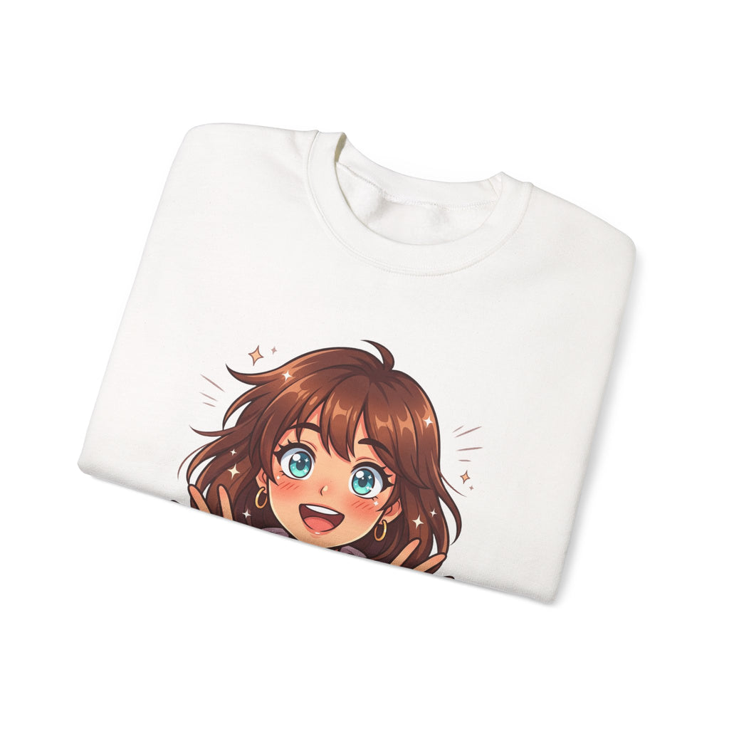 Anime Girl "WOW" Crewneck Sweatshirt — Cute Kawaii Graphic Pullover