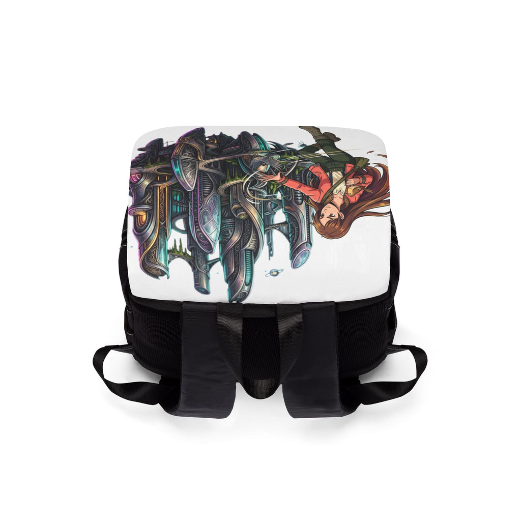 Floating City Art Backpack — Surreal Sci‑Fi Illustration Shoulder Bag