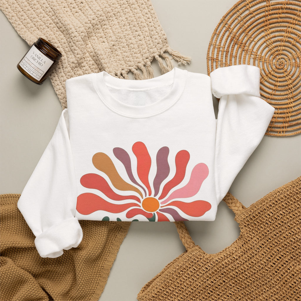 Wild Bloom Crewneck Sweatshirt — Retro Floral Graphic