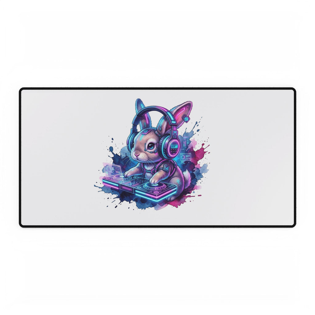 Gaming Bunny Desk Mat — Neon DJ Rabbit RGB Mousepad