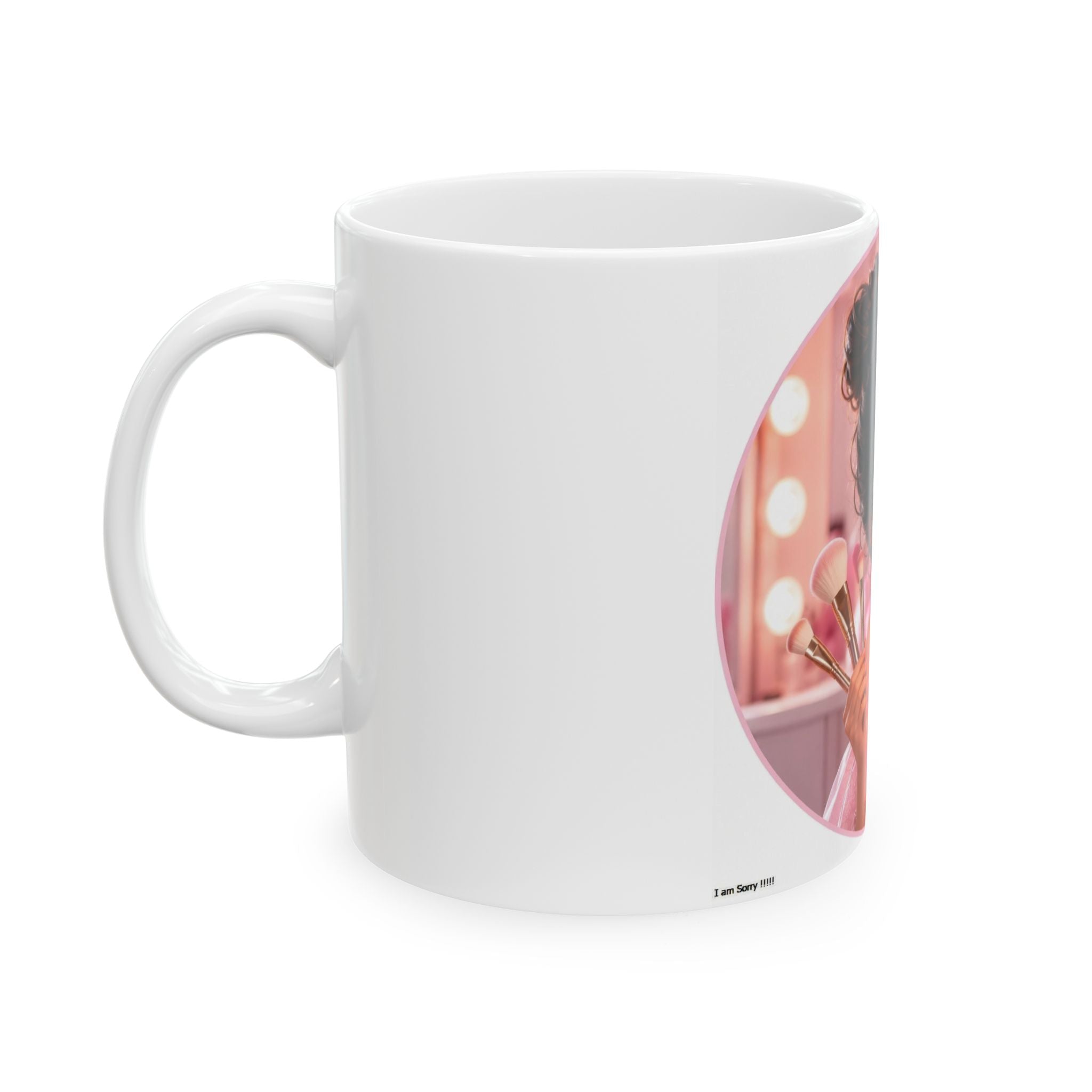 Makeup Girl Ceramic Mug — Cute Pink Vanity Coffee Cup (11oz & 15oz)