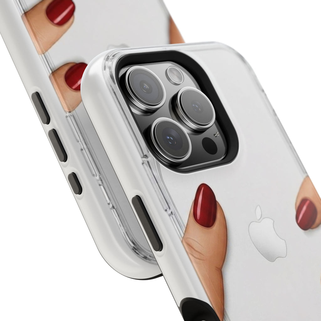 Clear Magnetic Phone Case — Red Stiletto Nail Art Design
