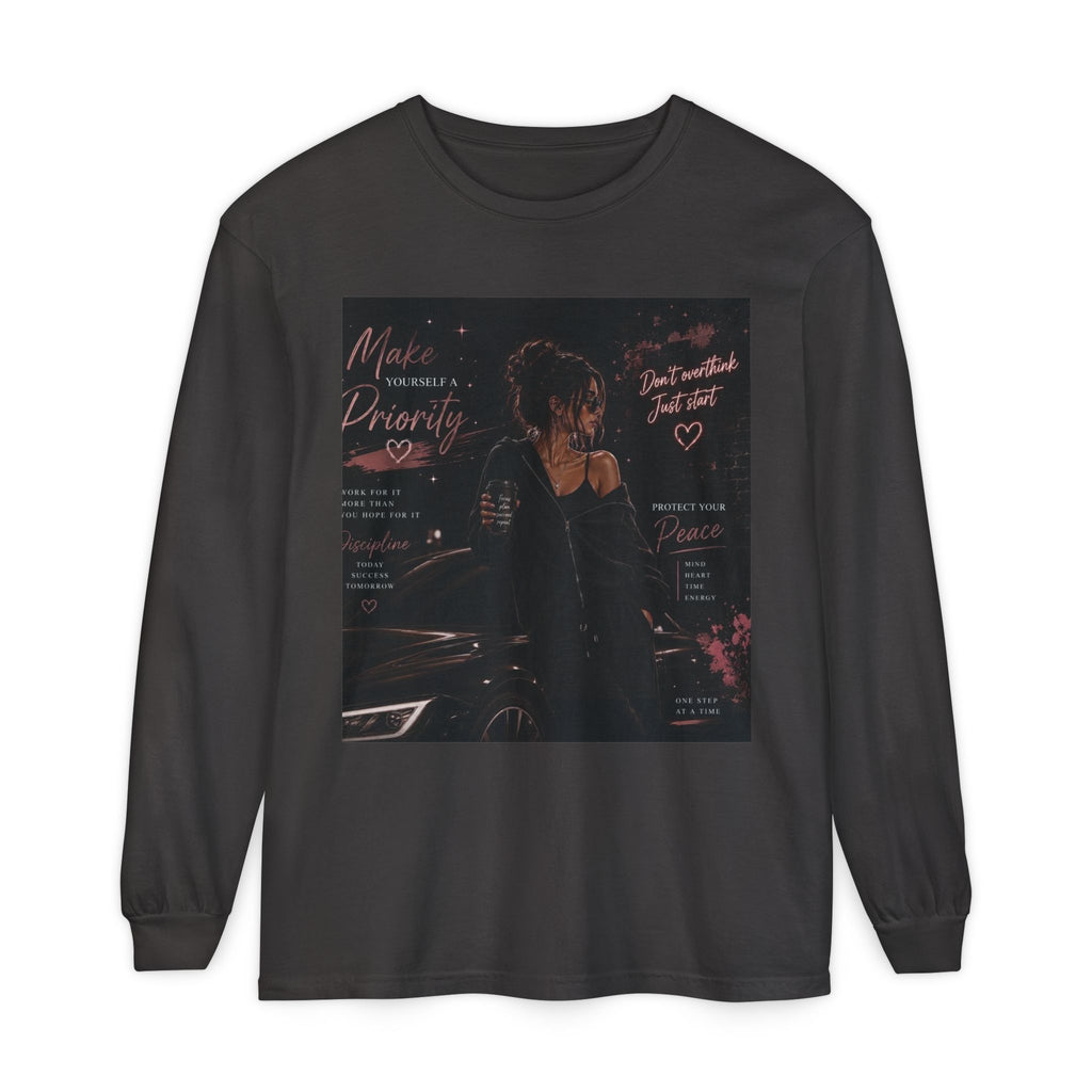 Long Sleeve Tee — 'Make Me a Priority' Romantic Graphic Shirt