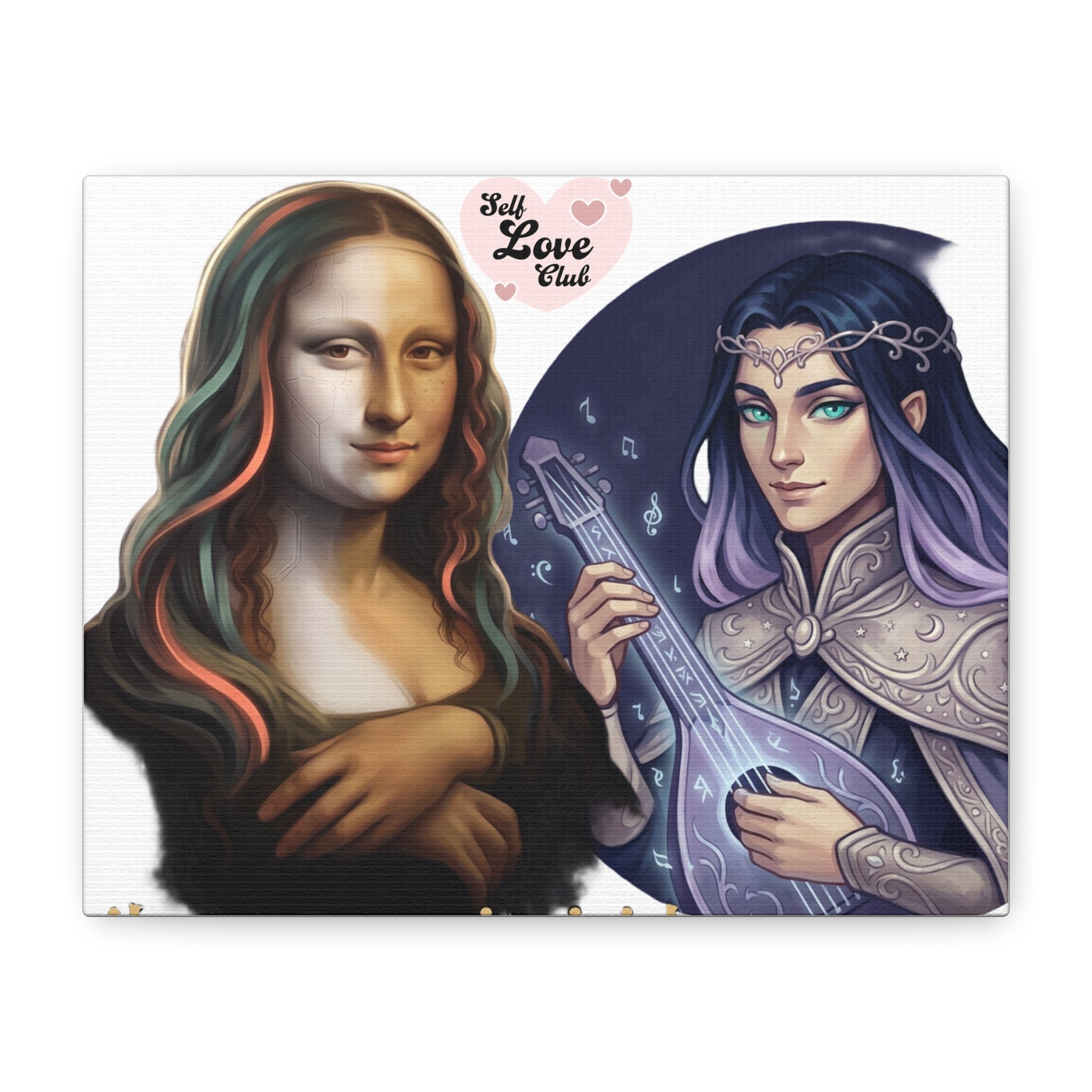 Mona & Mystic Bard Duo Matte Canvas Print — 'Self Love Club' Art Wall Decor