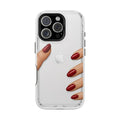 Clear Magnetic Phone Case — Red Stiletto Nail Art Design
