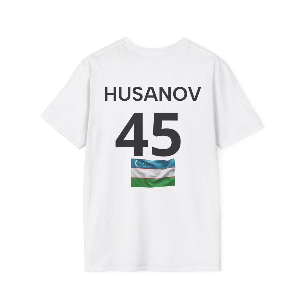 Uzbekistan Soccer Fan T-Shirt — Number 45 Player Cheer Jersey Design