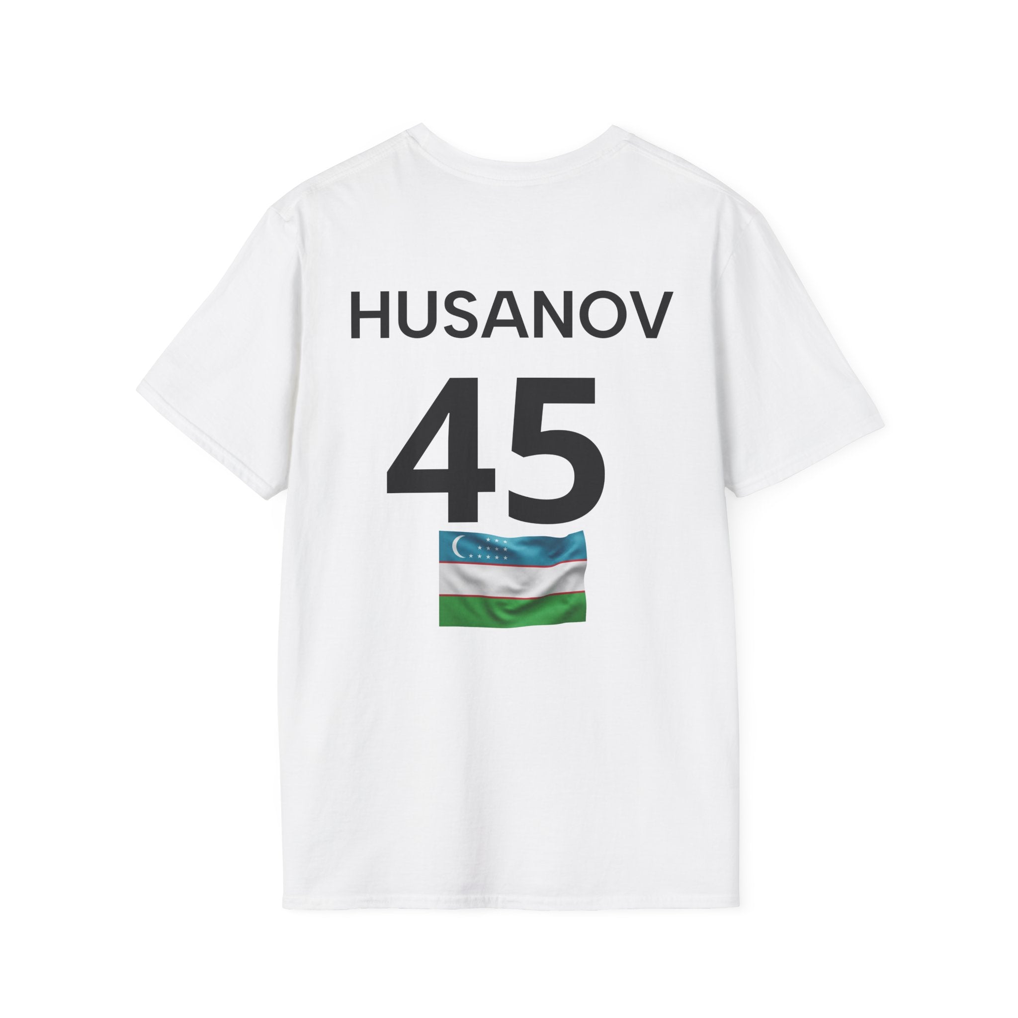 Uzbekistan Soccer Fan T-Shirt — Number 45 Player Cheer Jersey Design