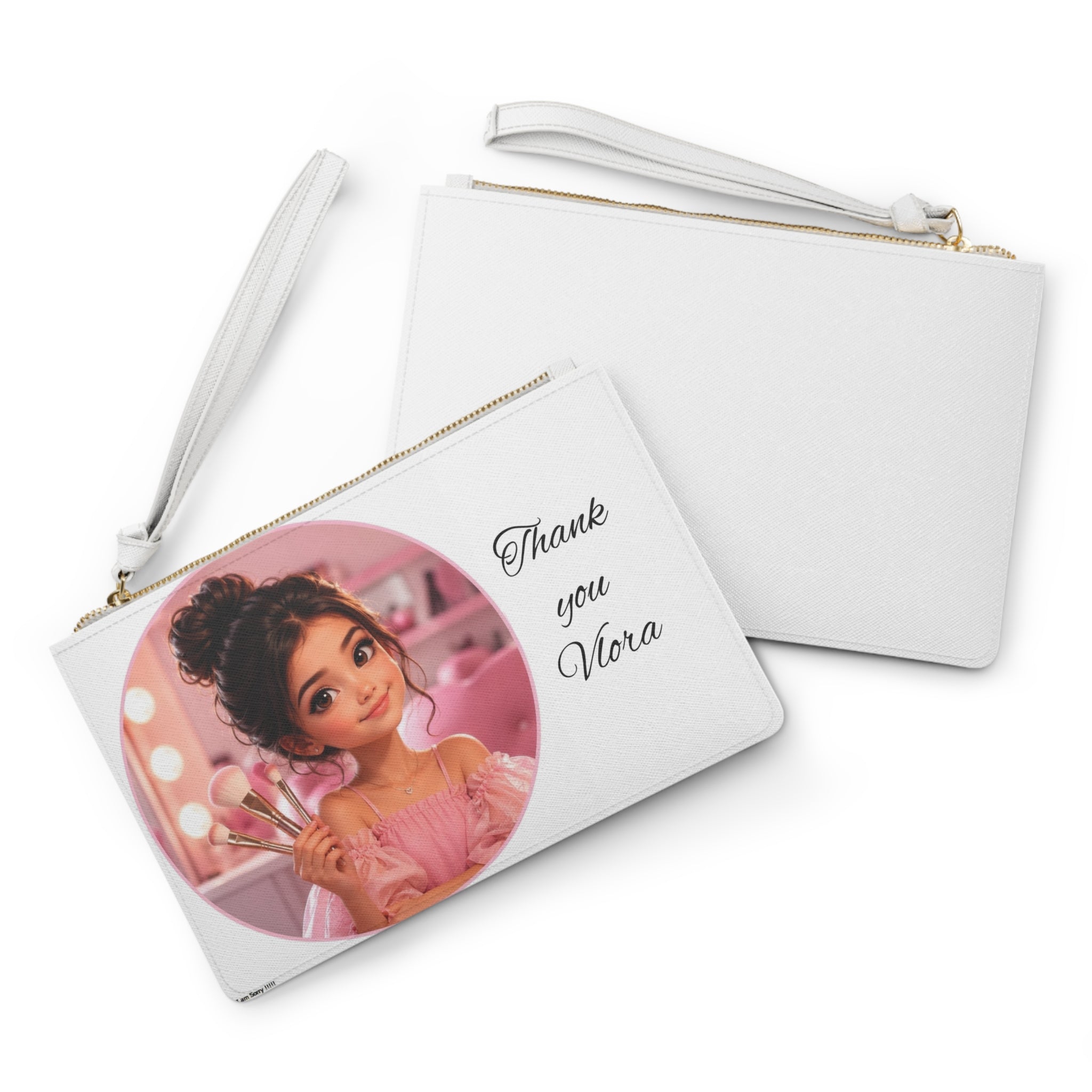 Makeup Artist Clutch Bag — Personalized “Thank you Nora” Cosmetic Wristlet