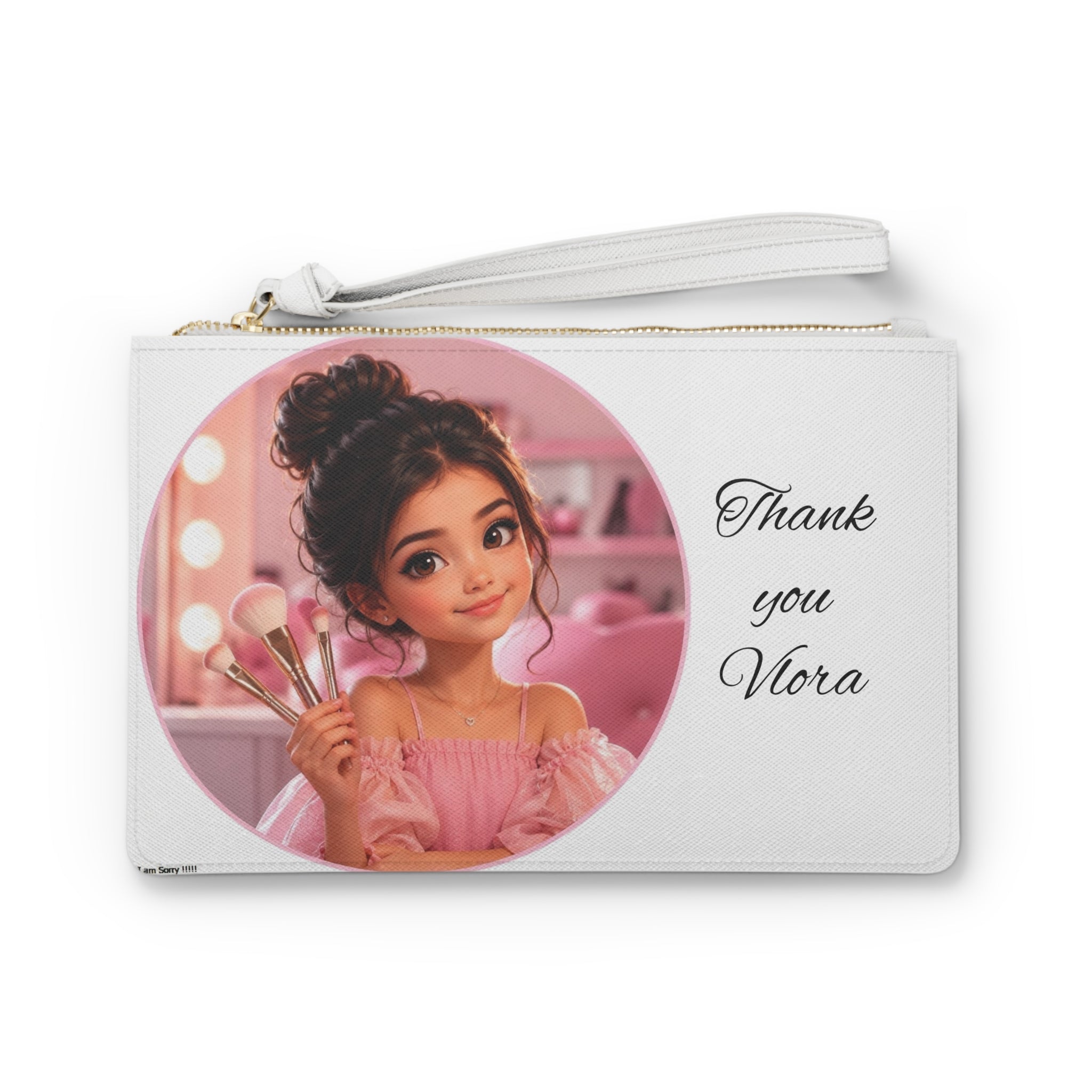 Makeup Artist Clutch Bag — Personalized “Thank you Nora” Cosmetic Wristlet