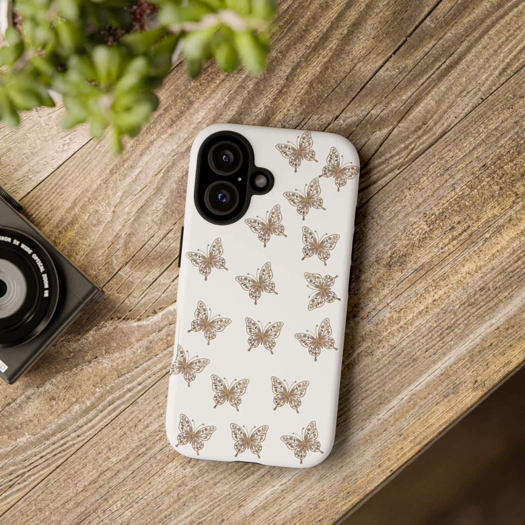 Butterfly Pattern Tough Case — Gold Lace Butterflies Phone Case