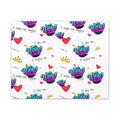 Motivational "WOW" Pattern Canvas Print — Inspirational Heart & Crown Wall Art