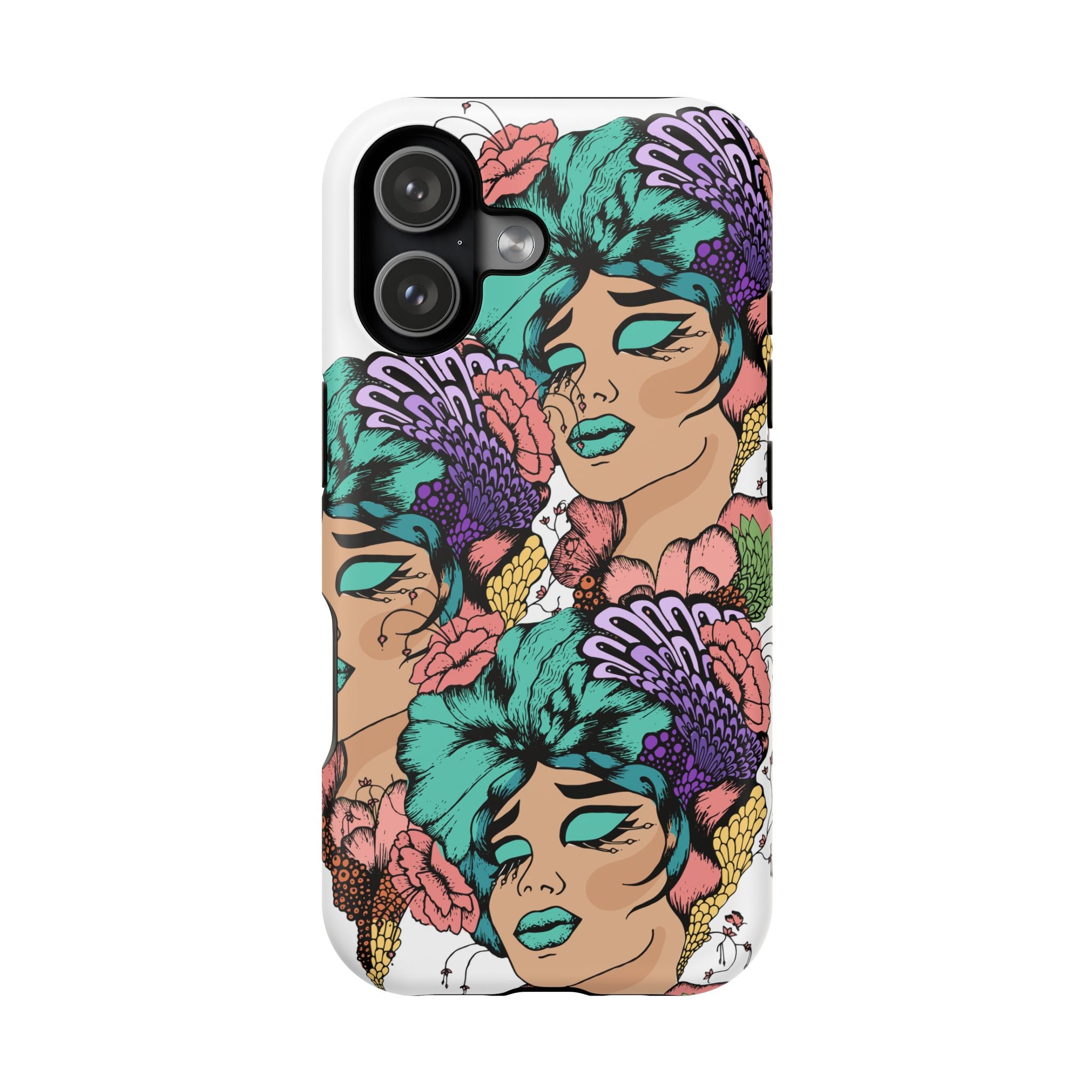 Phone Case — Retro Floral Portrait Magnetic Impact‑Resistant Case