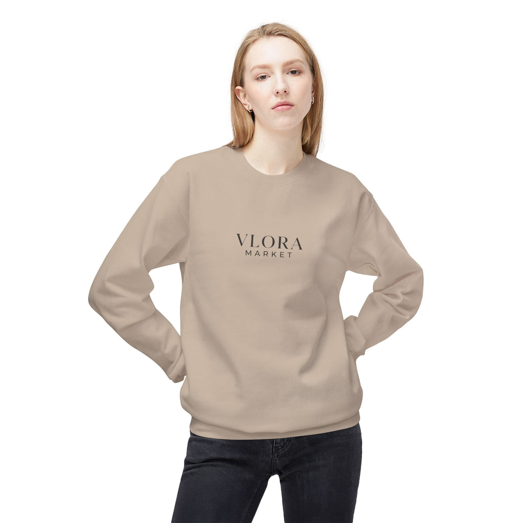 Vlora Market Crewneck Sweatshirt — Minimal Logo Fleece Pullover