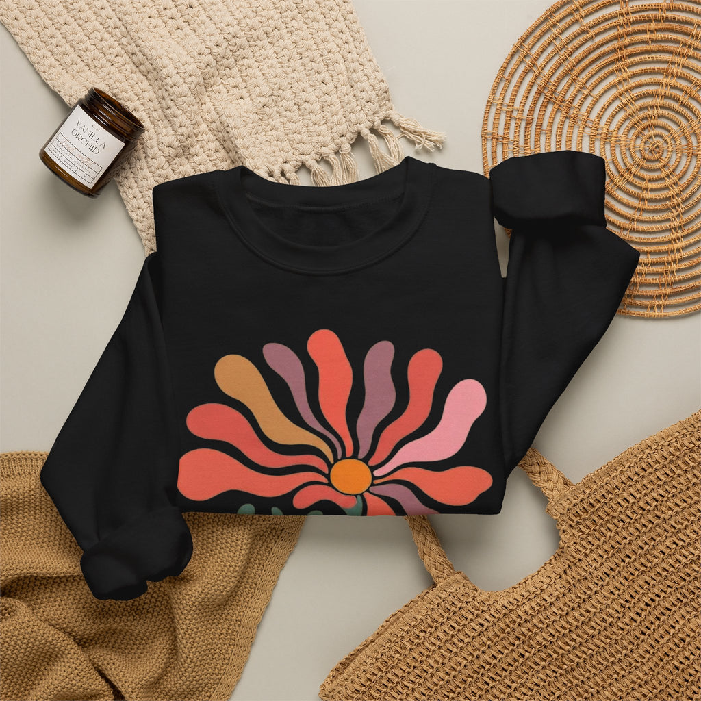 Wild Bloom Crewneck Sweatshirt — Retro Floral Graphic