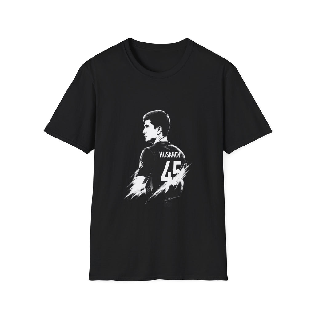 Black Graphic T‑Shirt — Vintage Silhouette “Husanov 45”