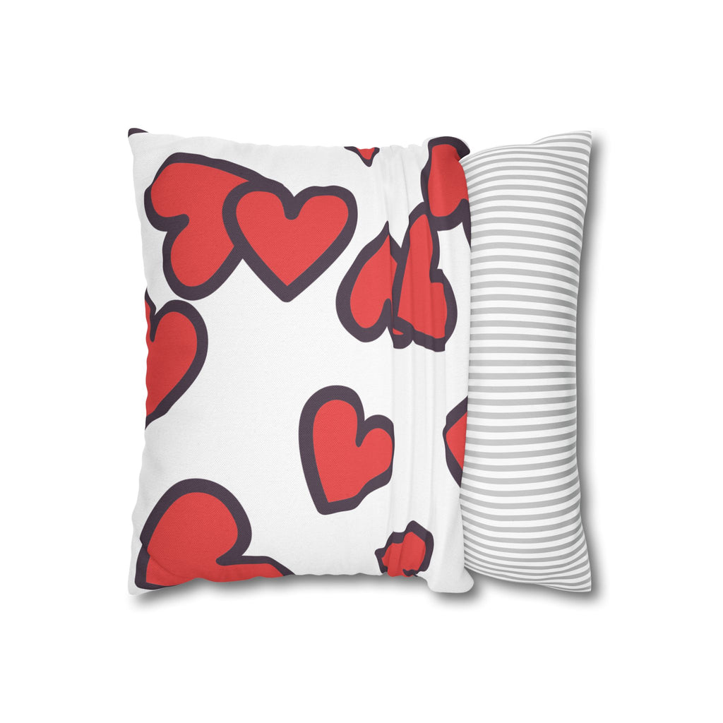 Heart Pattern Pillowcase — Red Heart Decorative Throw Pillow